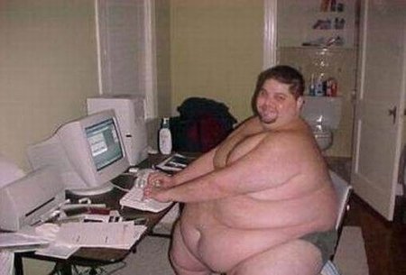 Fat Man At Computer 107